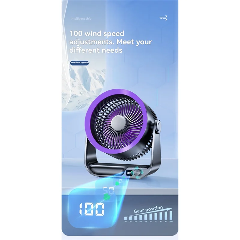 휴대용 데스크탑 팬 데스크탑 팬 4000Mah 배터리 충전식 100 속도 조절 가능 180 °   가정 및 사무실 B