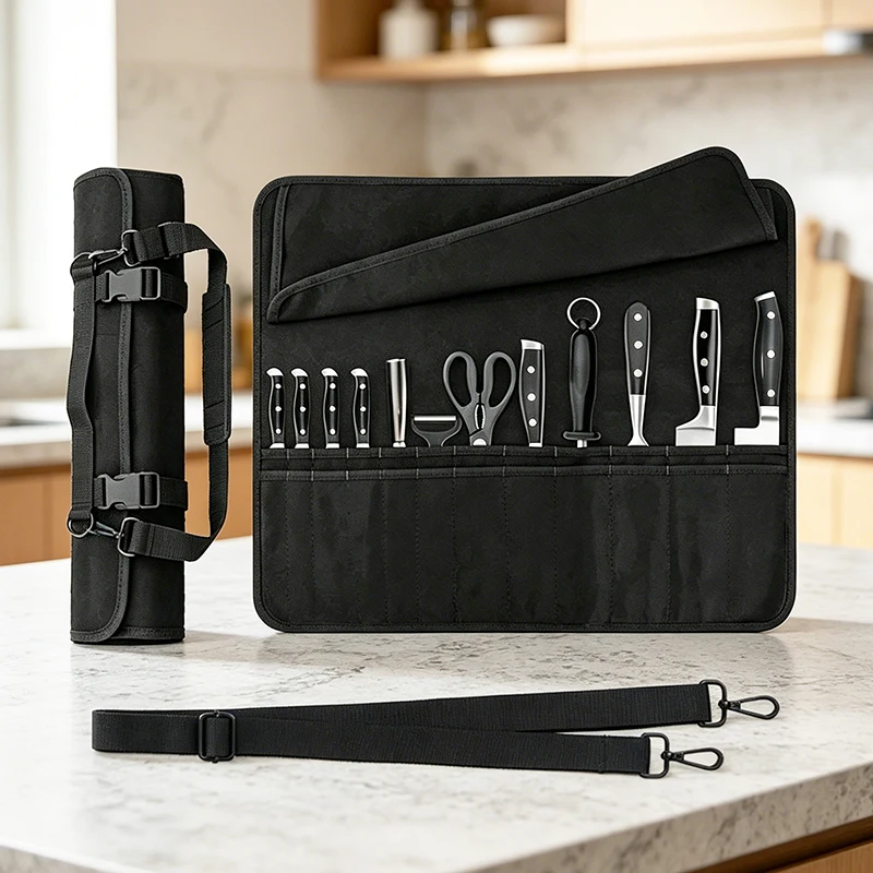 24 Slots Wear-resistant Kitchen Slicing Cleaver Knife Storage Pocket Professional School Chef Knife Bag Picnic BBQ Carrying Case