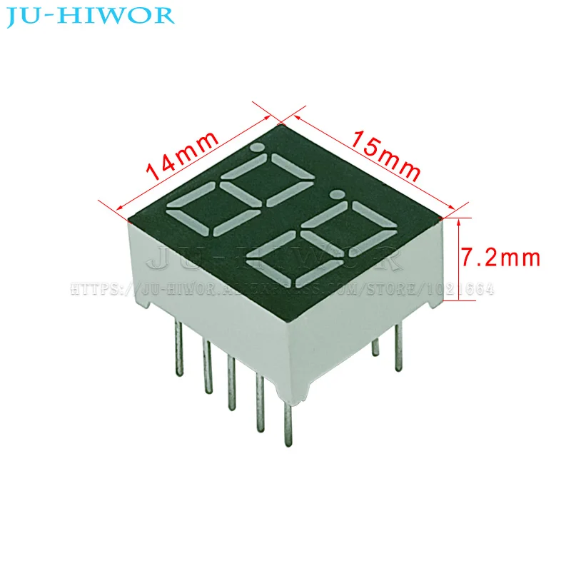 10pcs 0.36 Inch 10Pins 3261AGG 3261BGG 2 Digits Bits 7 Segment Jade Green LED Digital Display Digitron Common Anode Cathode