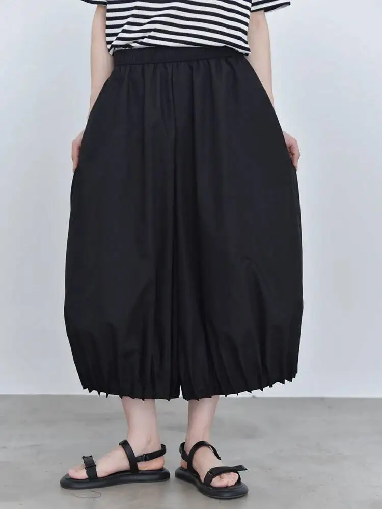 

Elastic Waist High Khaki Pleated Pocket Casual Wide Leg Pants New Trousers Women Fashion Spring Autumn 2026 NFI9