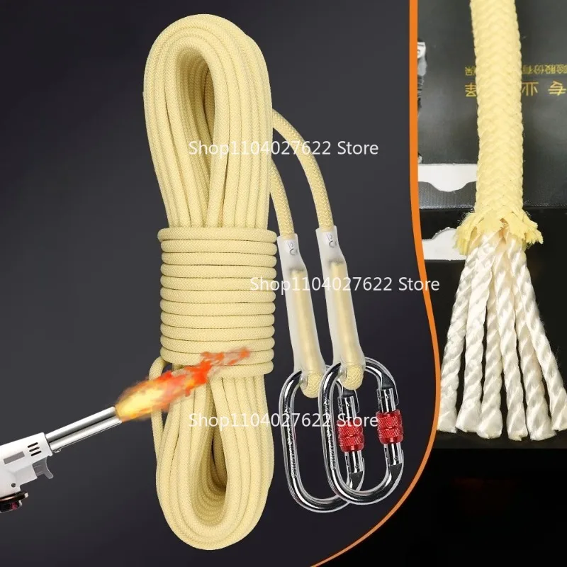 5M/10M Kevlar Wear-resistant Aramid Rope Fireproof Rapid Descent Fire-resistant Flame-retardant Safety Escape Rope