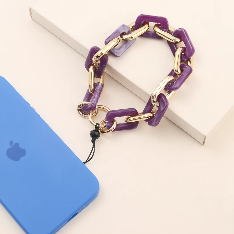Fashion Metal Acrylic Ring Buckle Phone Lanyard For Women Lobster Clasp Anti-Lost Mobile Phone Chain Cellphone Strap Accessories