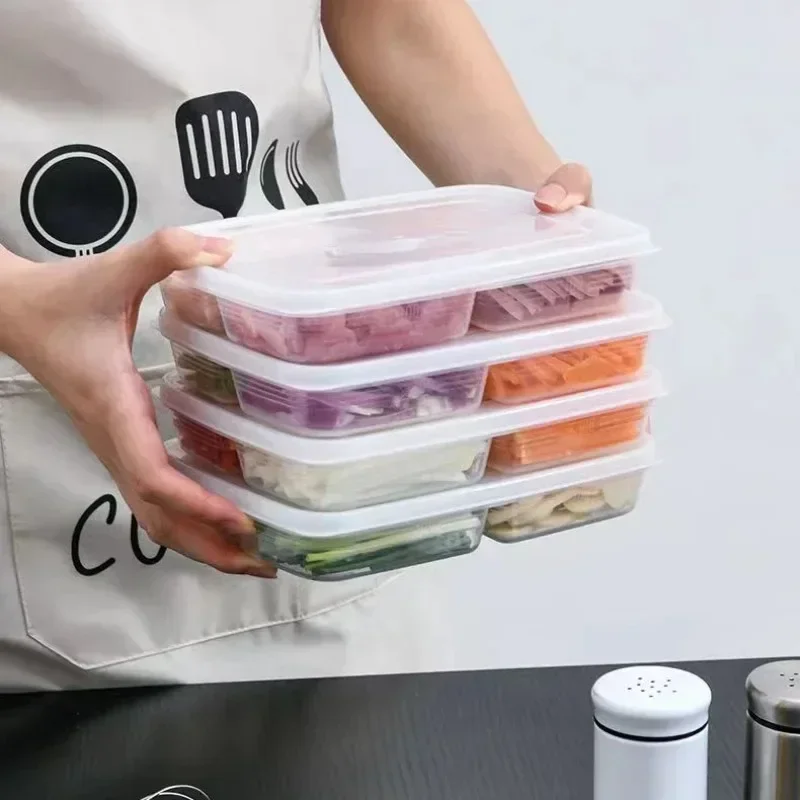 1 Pcs 4 Grids Food Storage Box Container Fruit Vegetable Refrigerator Freezer Organizers Sub-Packed Meat Ginger Kitchen Tools