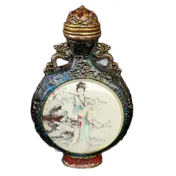 vintage Old Beijing chinese cloisonne snuff bottle box women gifts dragon statue