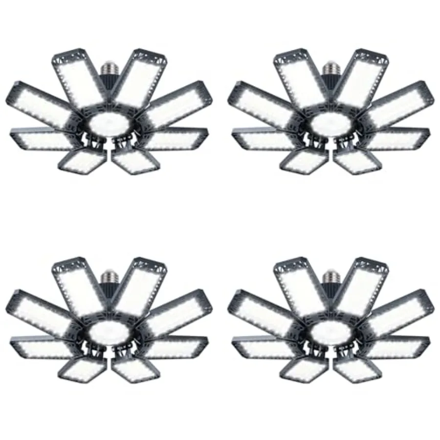 Garage Lights Pack 0W, 000LM LED Garage Lights with + Deformable 500K Screw in LED Shop Lighting for Workshop, Basement Support