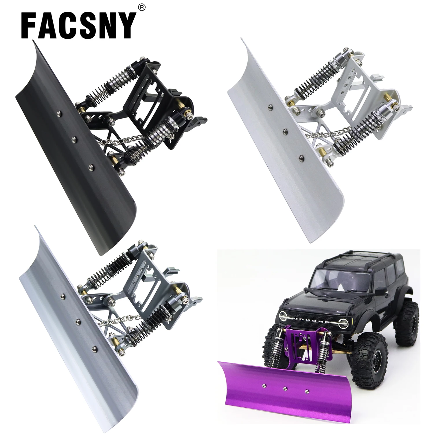 

Trx4M Алюминиевый регулируемый снегоочиститель, лопата для снега и песка, гусеничные инструменты для радиоуправляемого автомобиля 1/18 Trx4M Bronco Defender, обновленная часть