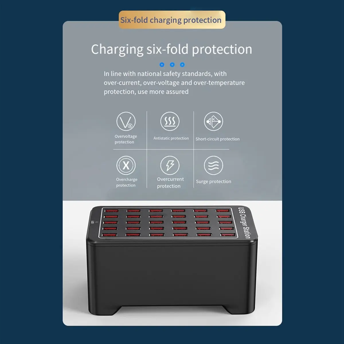 #89S Consumer Electronics,30 Ports HUB 150W Universal Wall Fast Charging Station Dock EU Plug (Black)
