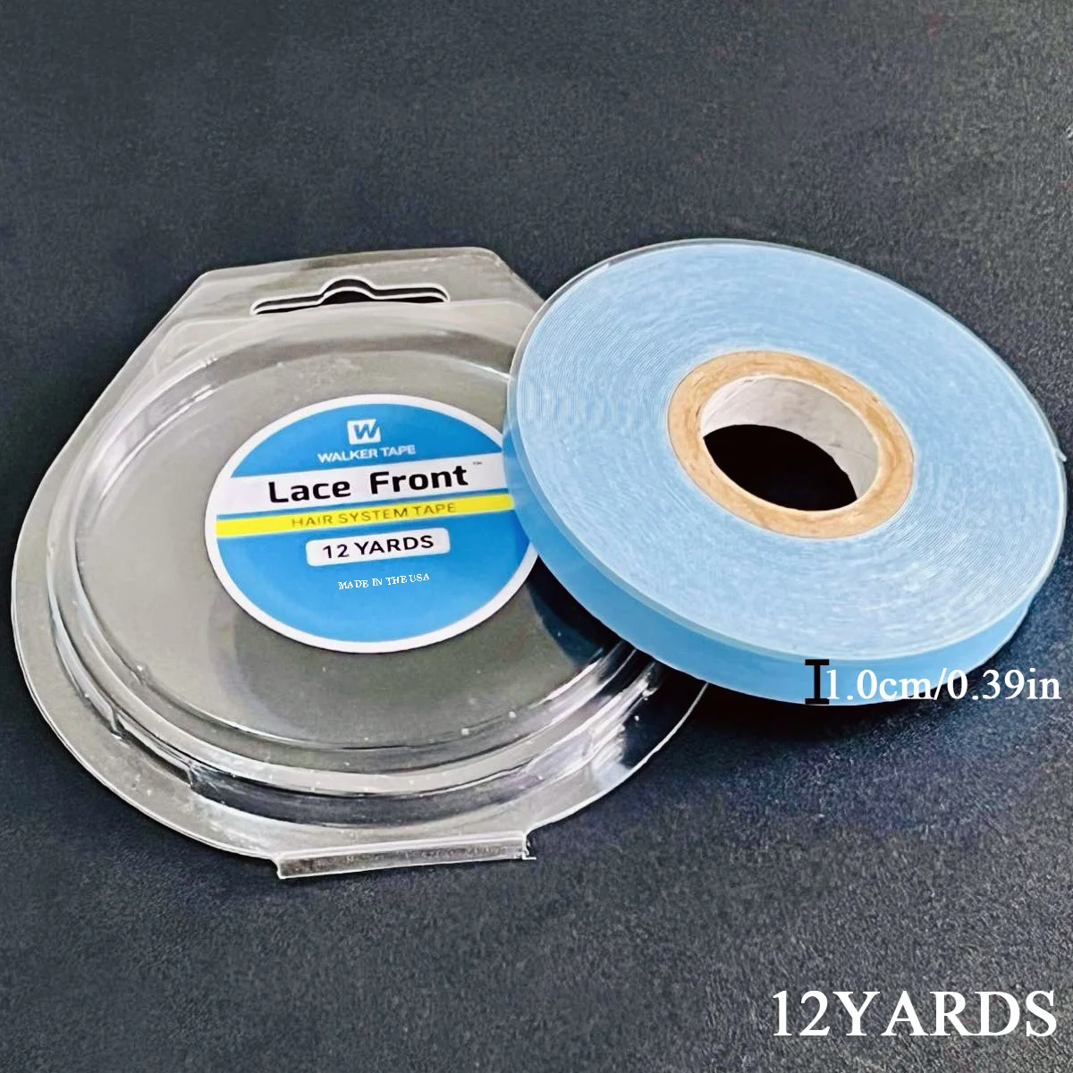 1 Roll 1.0 cm 12 Yards Super Hair Blue Tape Double-Sided Adhesive Tape for Hair Extension/Lace Wig/Toupee