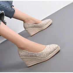 Fashion High Heels Women Wedges Shoes Elegant Ladies Party Shoes Brand Women Pumps Retro Woman Wedge Heel 8cm A3800