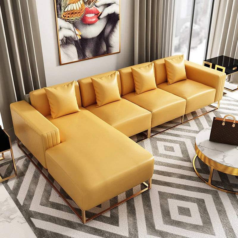 uj-Modern Design Corner Leather Couch Living Room Sofas Set Modular Home Furniture Sectional L Shaped Luxury Sofa*
