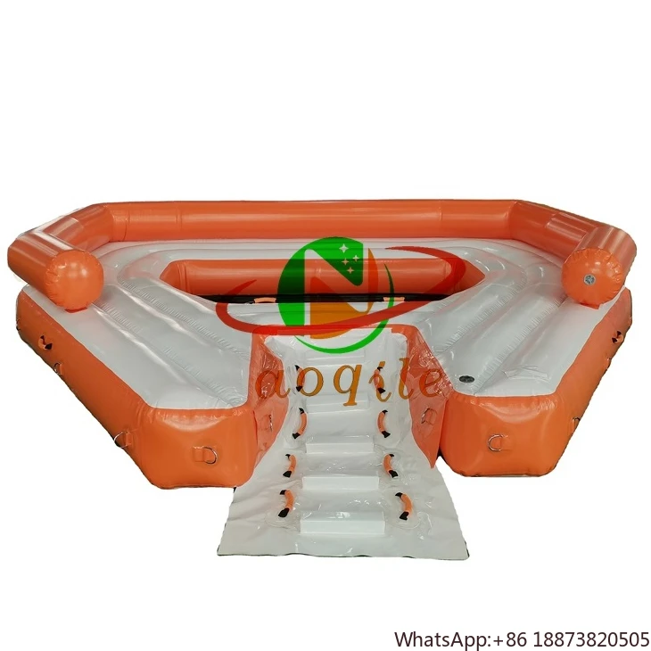 6-10 Person Inflatable Water Raft Pool Tropical Tahiti Ocean Floating Island, Large Inflatable Water Floating Islands