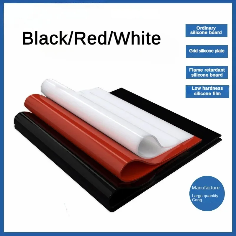 500X500mm Red/Black Silicone Rubber Sheet Clear Silicone Sheet Mat Silicone Sheeting for Heat Resistance Thk0.5/1/1.5/2/3/4/5mm