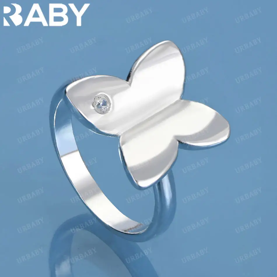 

URBABY 925 Sterling Silver Size 8 Zircon Butterfly Ring For Women Men Grace Jewelry Trend Fashionable Birthday Party Gifts