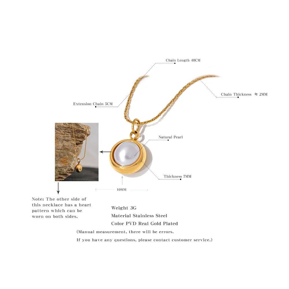 Yhpup 316L acier inoxydable Imitation perles rond Chic pendentif collier pour les femmes élégant délicat élégant bijoux cadeau