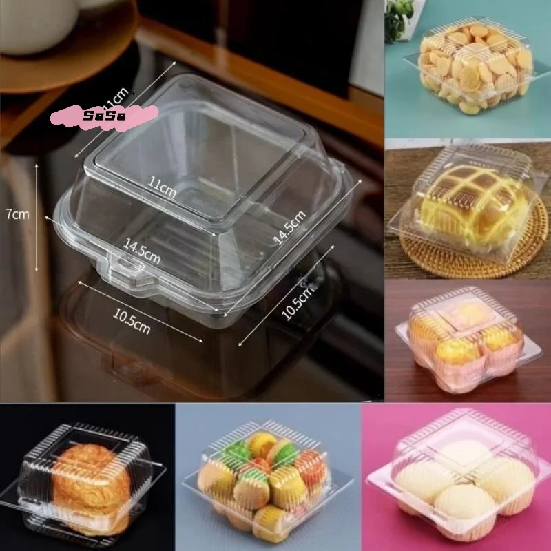 Caja de pastel Bento de plástico transparente V2, embalaje de tiramisú estético, utensilios de cocina para hornear para almacenamiento de alimentos, 10/50 Uds.
