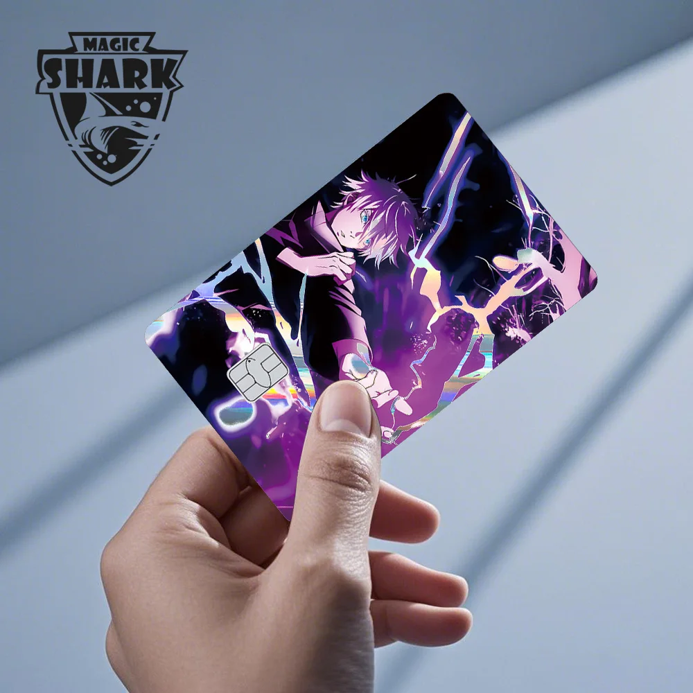 1 шт. передняя наклейка J-Jujutsu K-Kaisen аниме лазерная голографическая Итадори Юджи Мегуми Годзё кредитная дебетовая банковская карта наклейка пленка кожа
