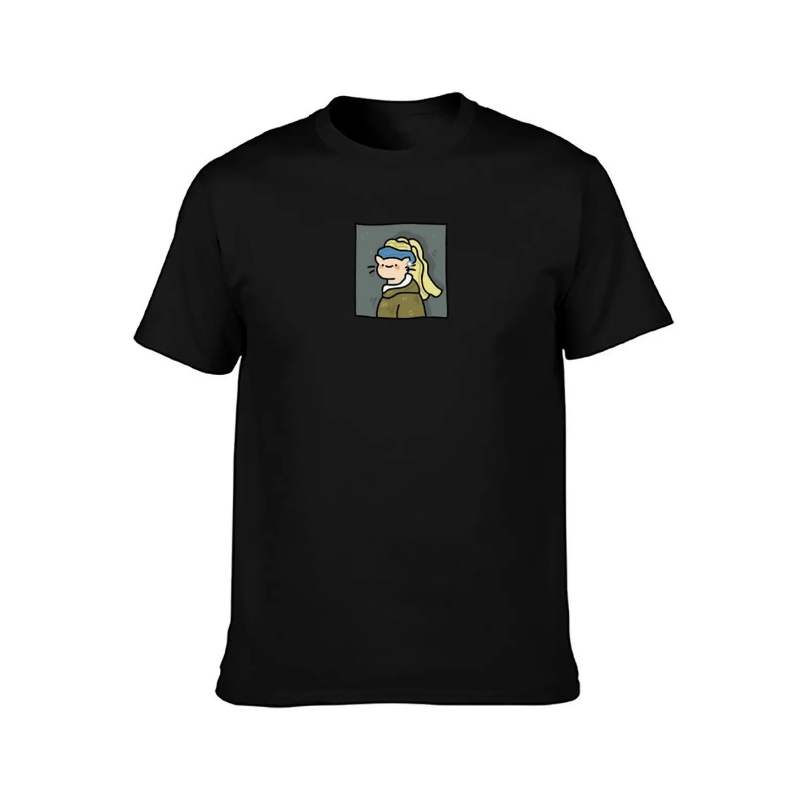cat with pearl earring T-Shirt Casual Work Wear T-Shirt