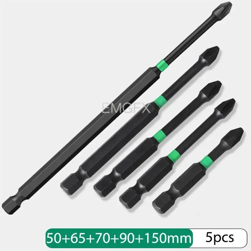 5Pcs PH2 Screwdriver Bit Set Special Hex Shank Slotted Cross Magnetic Impact Batch Head Hardness Screw Driver Hand Tools