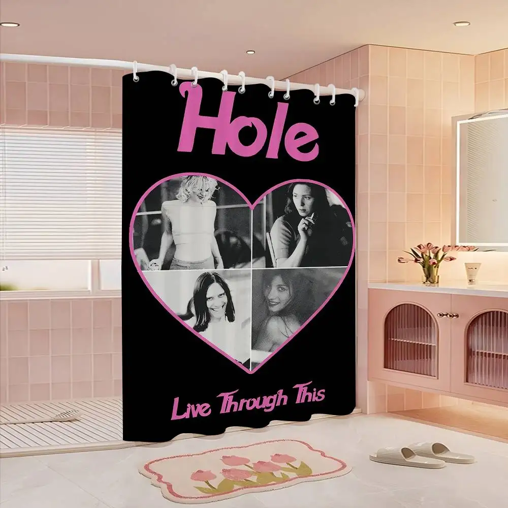 

Alternative Rock Band Hole Pattern Bathing Curtain Bathroom Shower Curtain Waterproof With 12 Hooks Home Deco