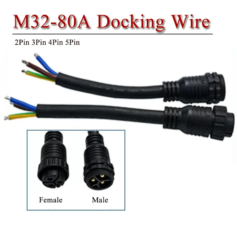 M32 Waterproof Connector Cable  2 3 4 5 Pin Docking Wire Industrial High-power Aviation Plug Outdoor Male Female Extension Line