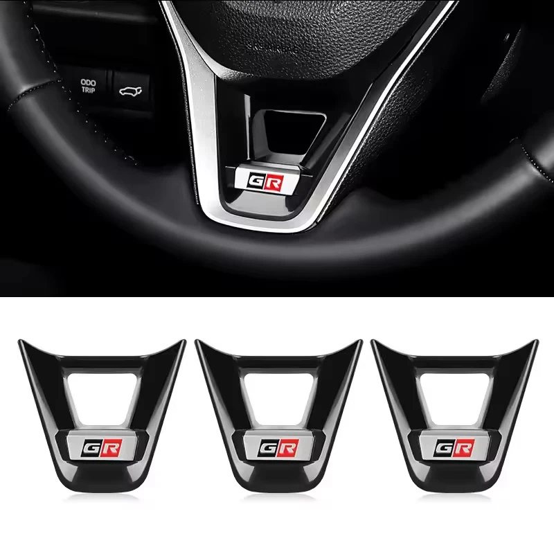 Decoração do volante do carro apto para gr corolla 2019-2021 rav4 2020 painel de volante automático lantejoulas capa inferior guarnição adesivo