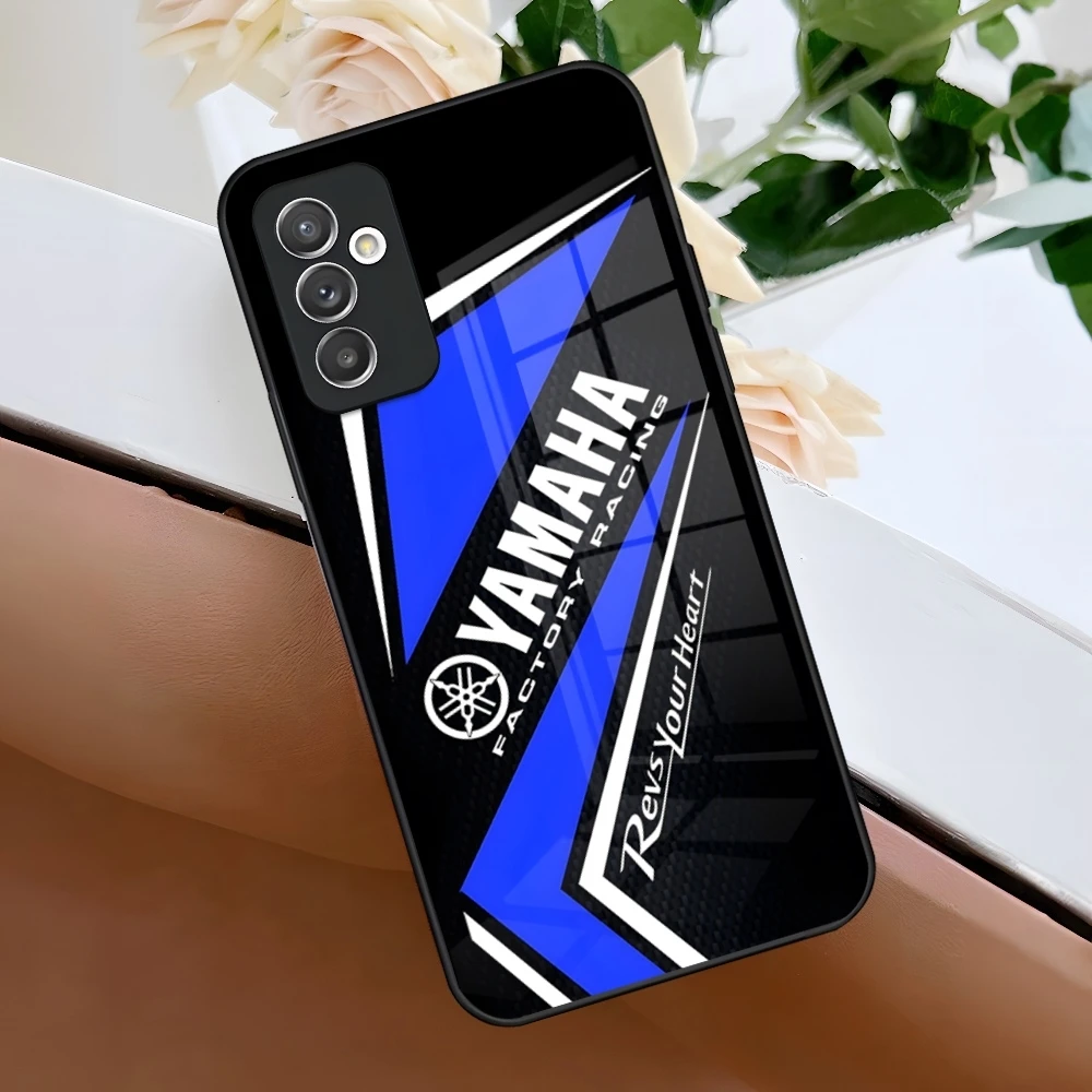 Etui na telefon z motywem wyścigów motocyklowych Y-Yamaha dla Samsung Galaxy S25 S24 S21 S20 S23 S22 Note20 FE Edge plus Ultra, szklane etui — zdjęcie produktu 4