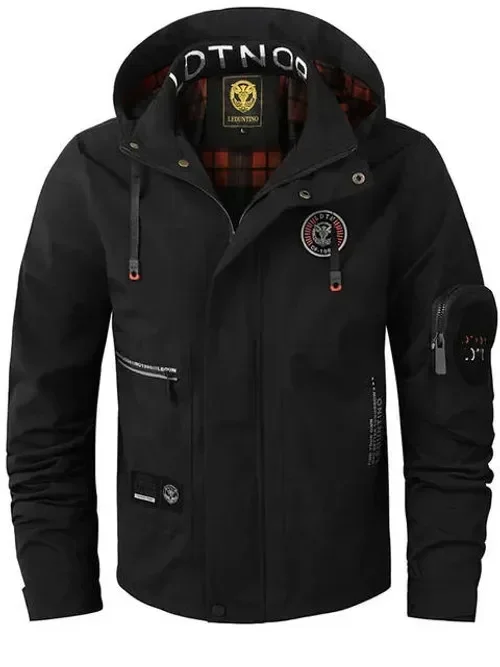 

New Winter Casual Fashion Windbreaker Hooded Coat Suit Jackets Men's Outdoor Waterproof Multi-Pocket Oversized Flight Jacket