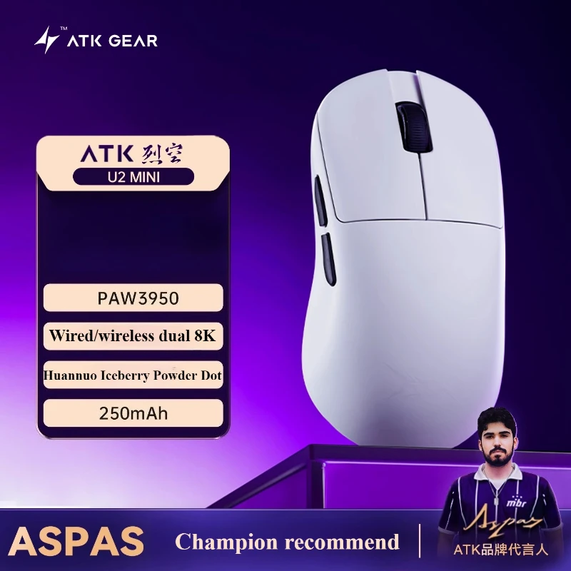 

Atk U2 Ultra/Plus/Mini Mouse Wireless Bluetooth 8K Lightweight Ergonomic Design for E-sports Gaming And Computer Office PC A