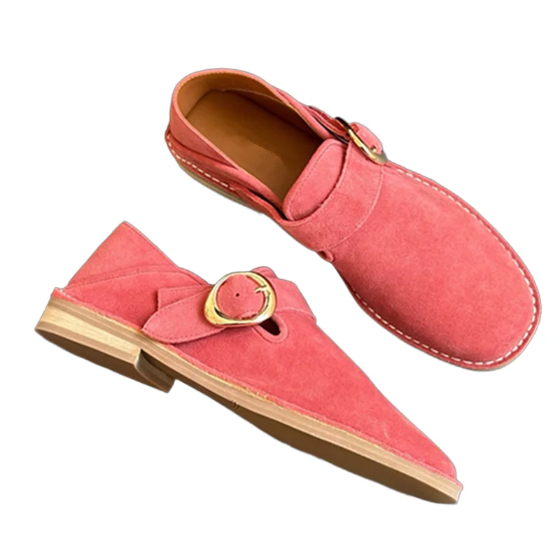 

Withered Top Quality Sheep Handmade Shoes Fashion Blogger Vintage Flat Shoes French Lazy Minimalist Solid Color Loafers Shoes