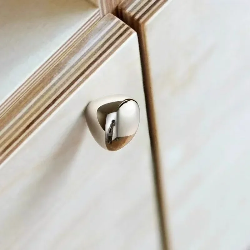 Bright Chrome Furniture Pulls Solid Arc-shaped Cabinet Handles Single Hole Drawer Door Knobs Simple Cupbaord Closet Shoe Pulls