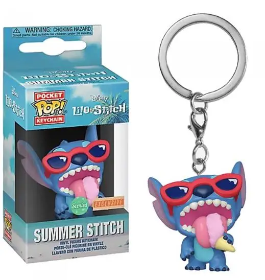 FUNKO pop Summer STITCH Keychain Movie TV Vinyl Figure Key Chain TIKI STITCH Scented Action Figure Pendants Keyring Toys