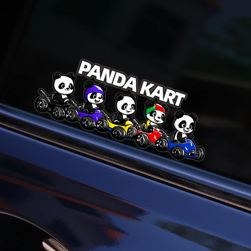

Panda Kart Creative Cute Game Car Stickers Motorcycle Electric Car Scratch Covering Stickers Waterproof Exterior Accessories