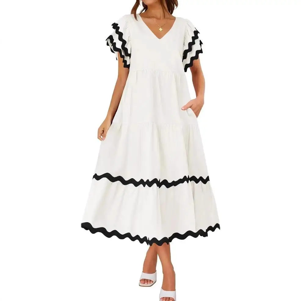 

New Year Color Blo Skirt Women's High Waist A-Line Dr Regenerated Cellulose Fiber No Sve lectual Sle Home Outdoor