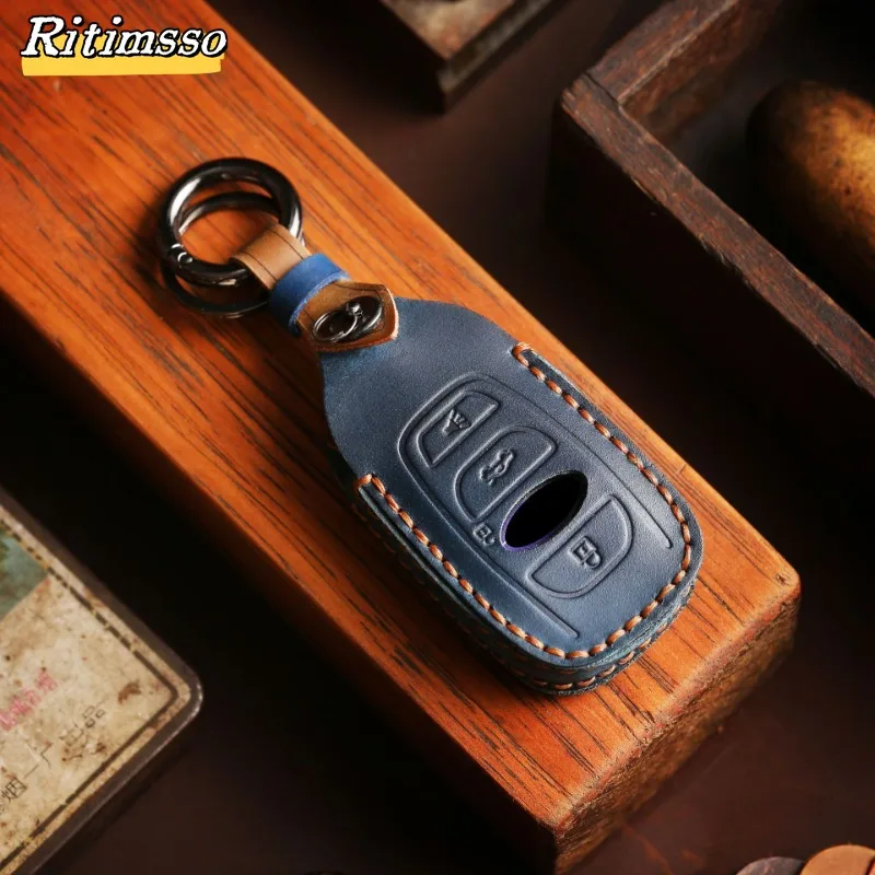 Handmade Leather Car Key Case Cover Set for Subaru Legacy Impreza Forester Xv Trezia BRZ Wrx Levorg Outback 3 4 Buttons Keychain