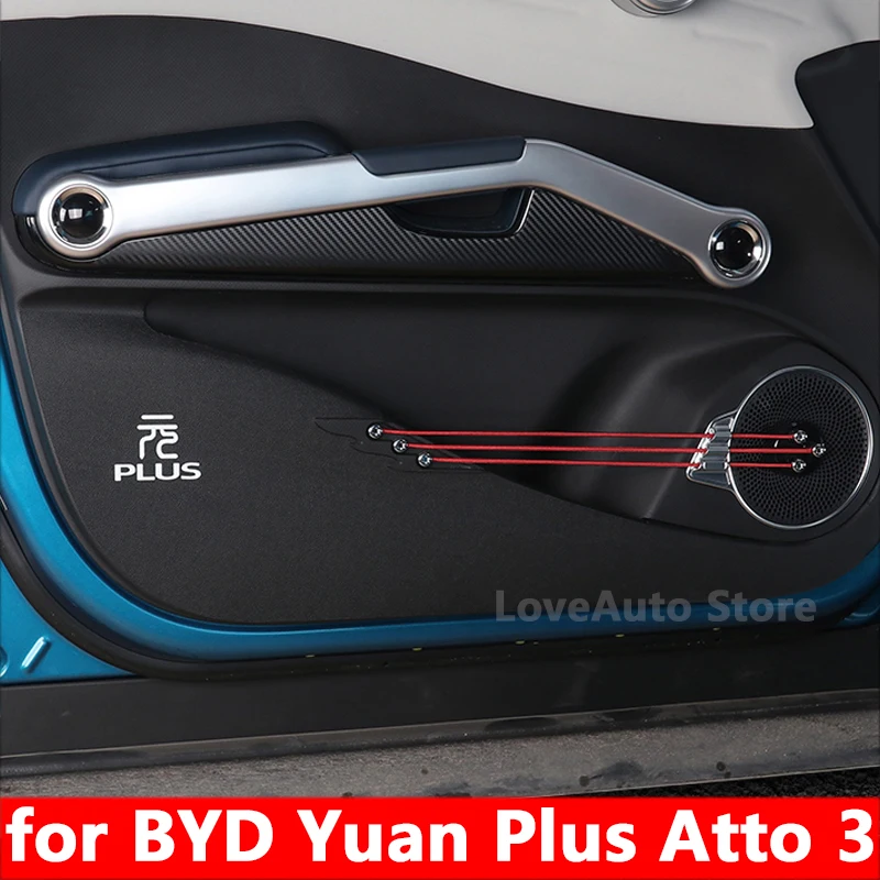 

For BYD Yuan Plus Atto 3 2021 2022 2023 Car Door Protector Pad Door Anti Kick Anti-dirty Pad Mat Decoration Leather Accessories