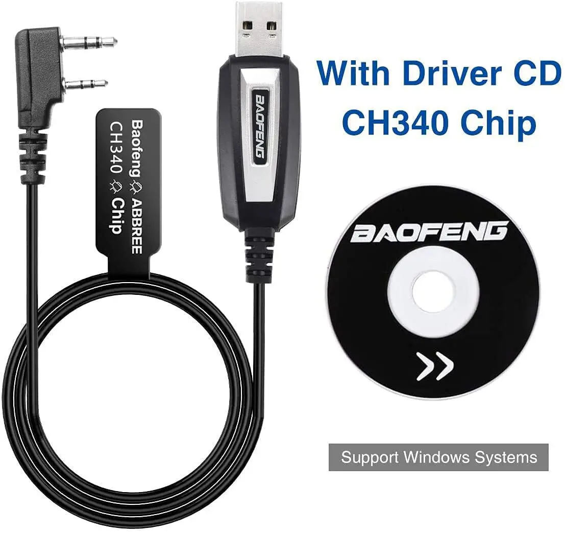Original BaoFeng USB Programming Cable For 2-Channel Radios UV-5R and BF-888s With UV82 H777 K Port Driver and CD Software