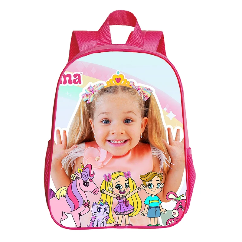 Girls Pink School Backpack Kids Diana Show Print Kindergarten School Bags 3-6 Years Children Bookbag Preschool Toddler Backapack