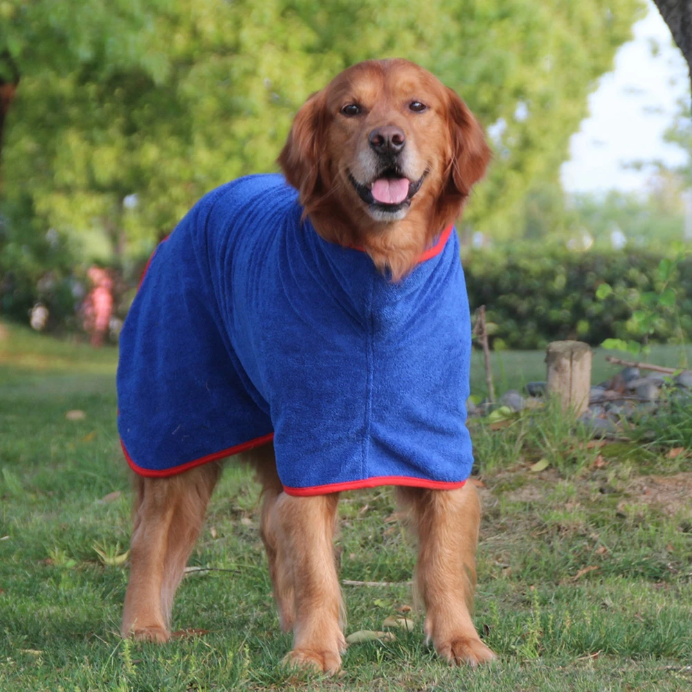 Dog Bathrobe Microfiber Quick Drying Coat Super Absorbent Luxurious Soft Pet Bath Towel Adjustable Warm Dog Bathing Supplies