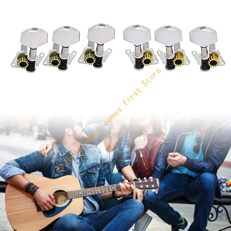 6PCS Professional Fully Enclosed Tuners Guitar Accessories Perfect for Folk Guitar Smooth Rotation Stable Performances 55KD