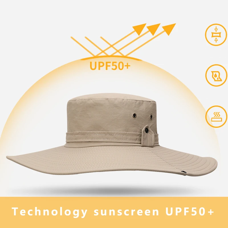 12cm Large Brim Women Sun Hat Summer Solid Color Fold Up The Cowboy Hat Waterproof Outdoor Hiking Camping Mountain Bucket Cap