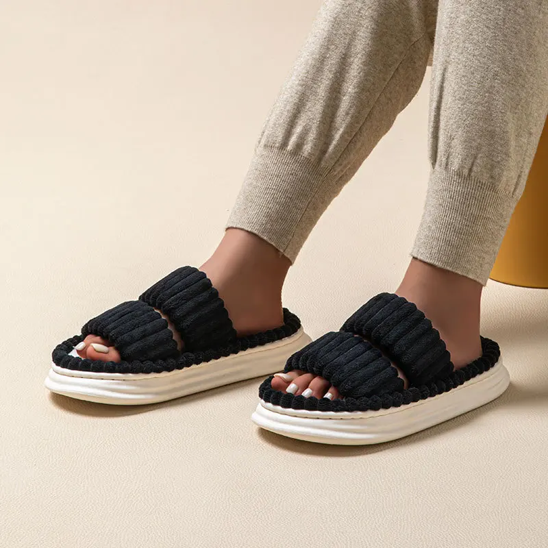 Casual Platform Slippers Women Home Elegant Designer Shoes Girls House Fashion Popular Slippers Flats Indoor Open Toe Large Size