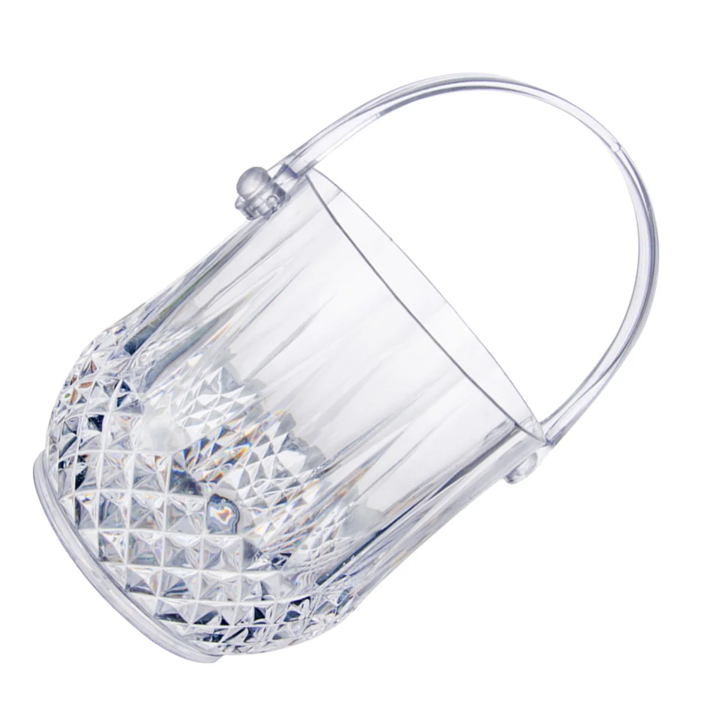 1 Juego de Cubitera de Plástico Transparente, Engrosada, de Gran Capacidad, con Asa Estable, Enfriador de Vino para Fiestas y Bares, Portátil y Multifuncional