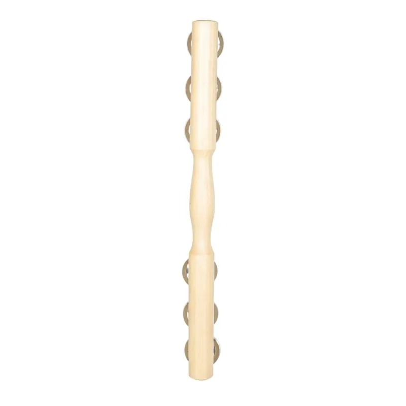 A06F-Wooden Handheld Bell Rattle 6-Bell Percussion Instrument 1 Pair For Children For Children' S Performance