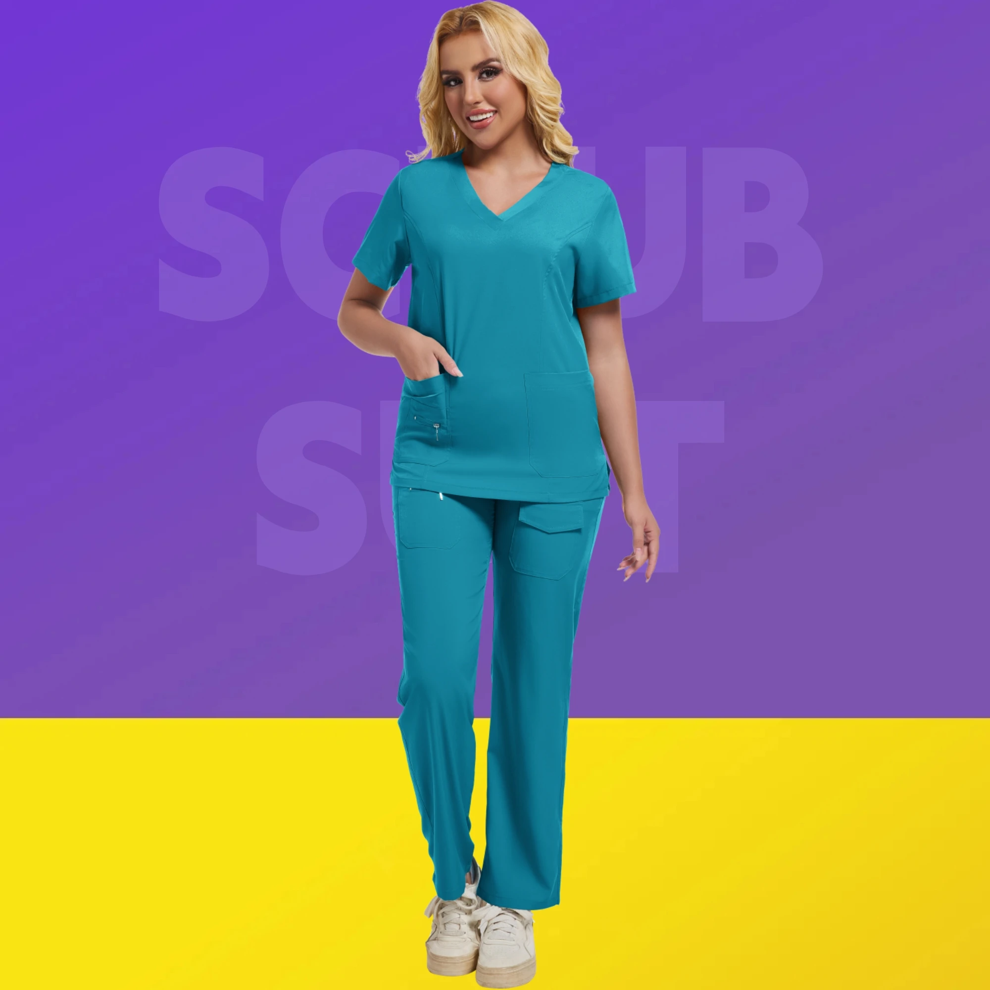 Nova beleza dental salão de beleza roupas de trabalho uniformes hospitalar enfermeira workwear farmácia esfrega terno uniforme topo + calças médicos esfrega conjuntos