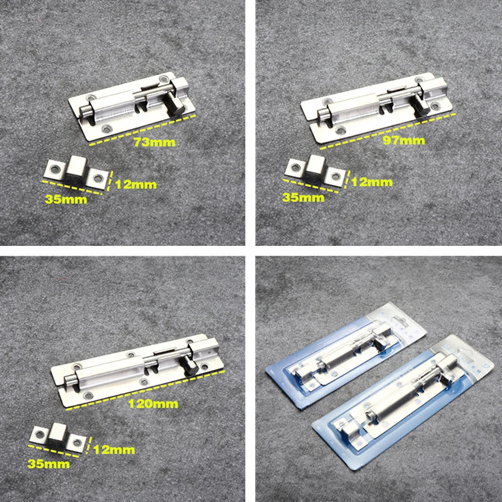 

6pcs 3 Inch Security Slide Latch Lock Stainless Steel Heavy Duty Door Latch Anti-Theft Sliding Bolt For Doors Cabinets Windows
