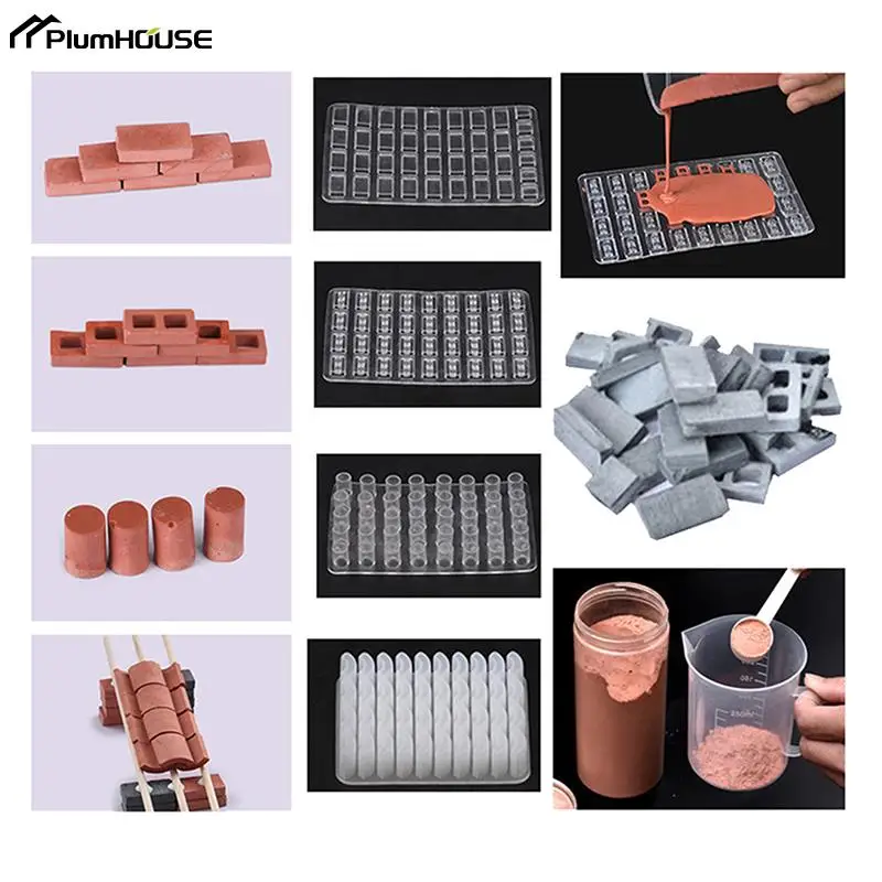 Sand Table Building Making Mini Brick Silicone Mold Cement Model Brick Small House Landscape Handmade Manual DIY Home Decoration