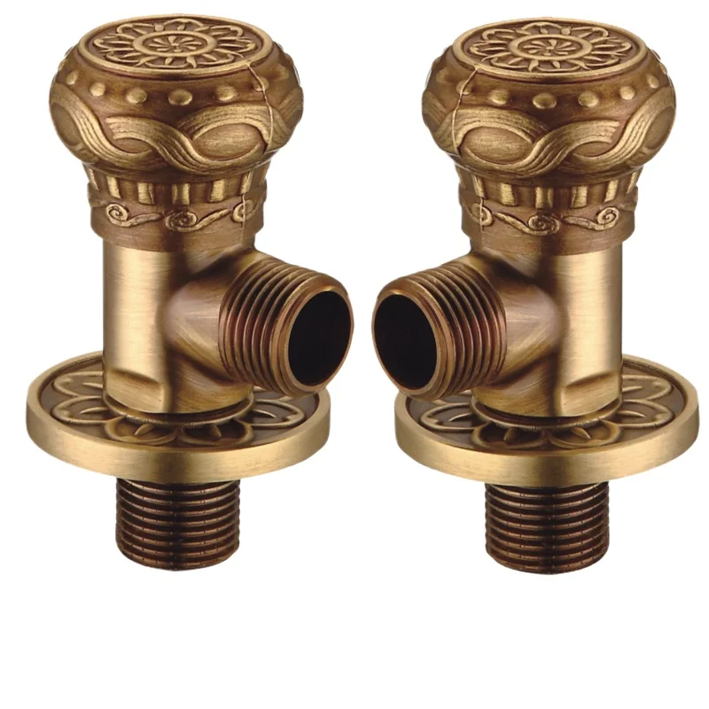 

Antique, triangle valve, all copper, hot and cold, retro thickened angle valve, explosion-proof water stop valve universal