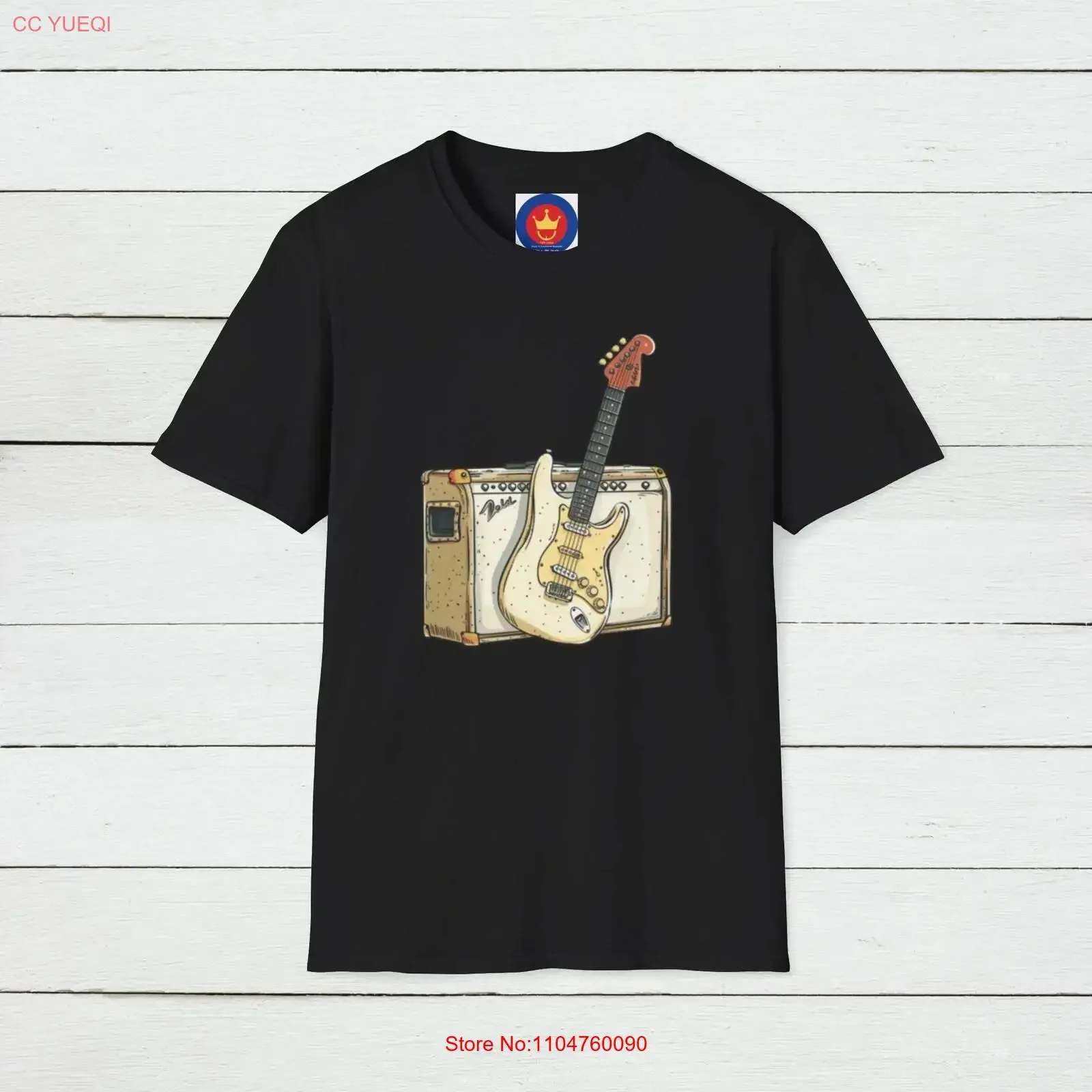 Guitar and Amp T Shirt Musician Player Band Music Lovers Apparel Retro Rock Hobby vintage Washed Versatile Slightly Breathable
