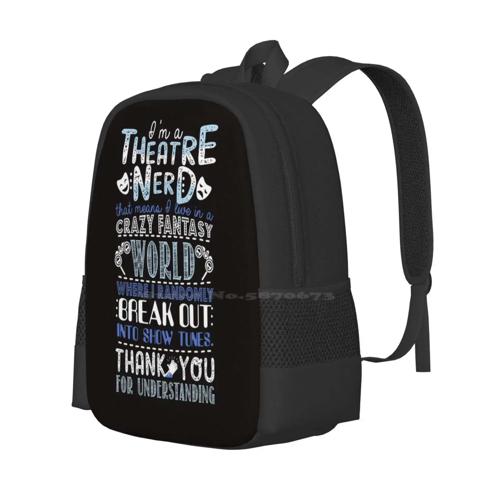 Theatre Nerd Funny Gift For Theatre Lovers Pattern Design Bag Student'S Backpack Broaway Fan Broadway Lover Musicals Les Mis