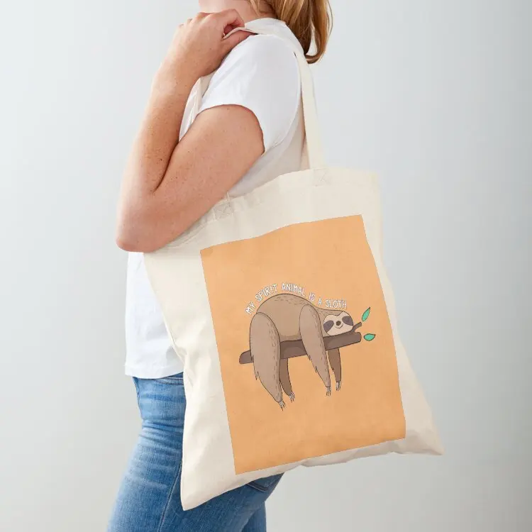 حقيبة يد My Spirit Animal Is A Sloth Tote حقيبة تسوق نسائية قابلة للطي وقابلة لإعادة الاستخدام وحقيبة يد للرجال